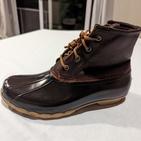 Sperry Top-Sider Saltwater Leather Upper Duck Boots In Wide - Picture 5 of 8